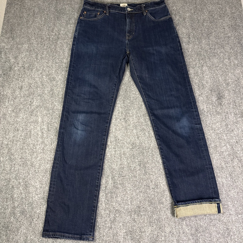 Flint And Tinder Straight Leg Dark Wash SELVEDGE Denim Jeans Men's 33x34